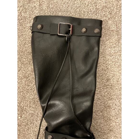 NWOT Frankie Hsu Punk Rivets Helled Stiletto Black Knee Hight Boot, Sz 7 - Picture 8 of 11